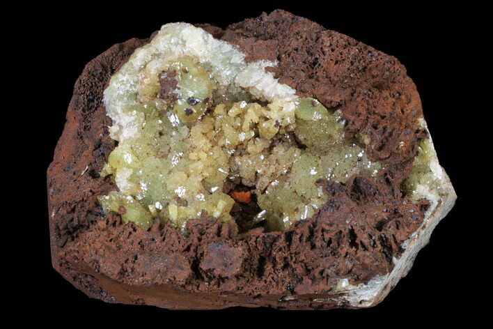 Yellow-Green Adamite Crystals On Limonite - Ojuela Mine, Mexico #155311